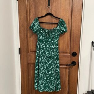 Green Polka Dot Off-Shoulder Dress
